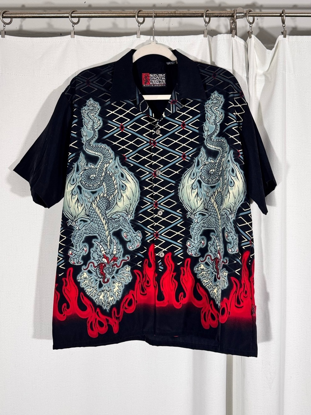 Pineapple Connection Dragon Flame Button-Up Shirt